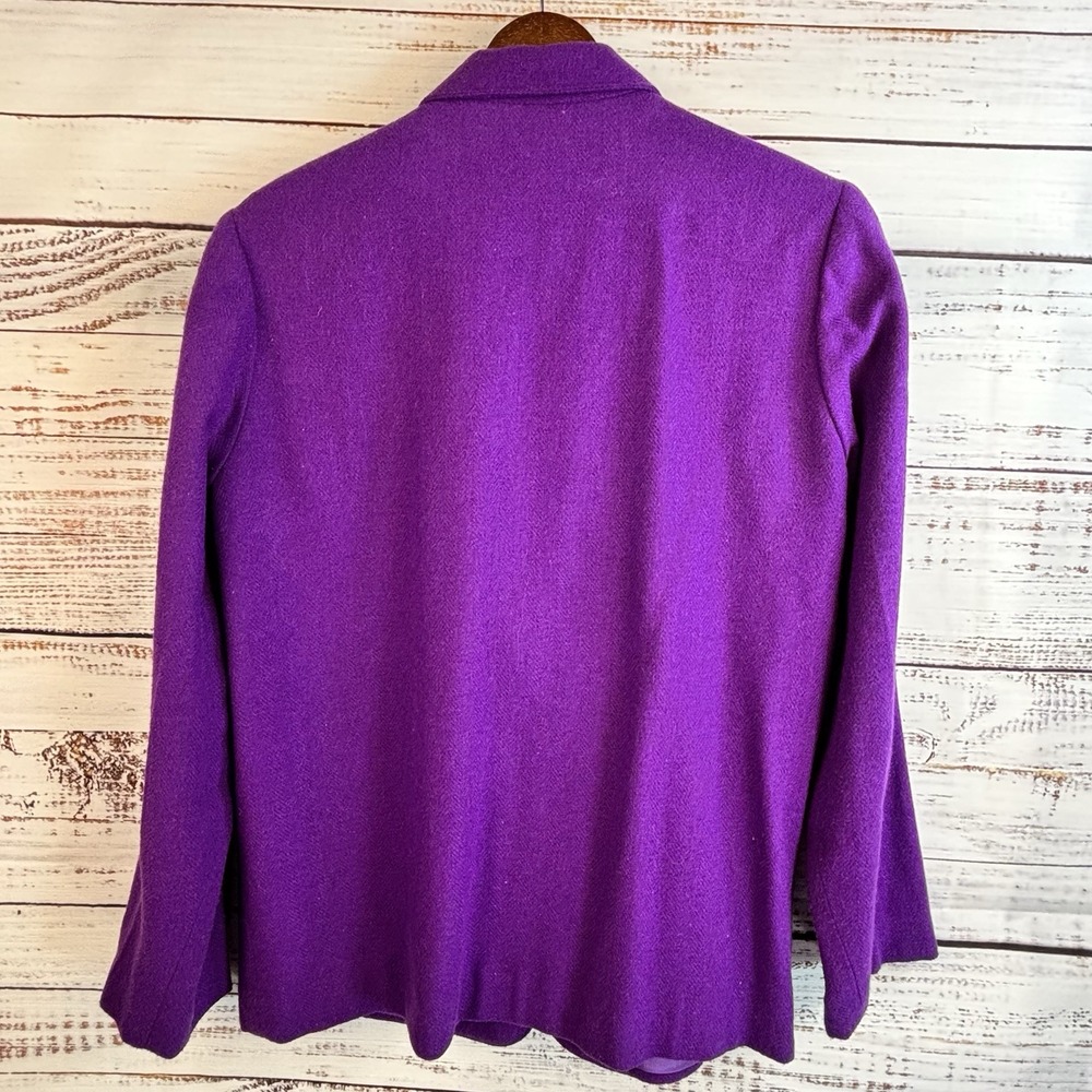 Dark Academia Vintage Donnkenny Blazer Size 10 Purple Wool Blend Herringbone - Picture 9 of 10